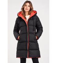 Dewberry Kadın %100 Polyester Kaban Siyah-Turuncu Z8687 Günlük Dış Giyim, Katmanlı Kombin, Seyahat Gardırobu