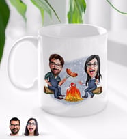 BK Gift Kişiye Özel Sevgililer Karikatürlü Beyaz Kupa Bardak-95