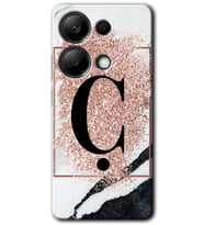 Poco M6 Pro Kılıf HD Desen Baskılı Kılıf - Pembe Mermer Desenli Ç Harfi