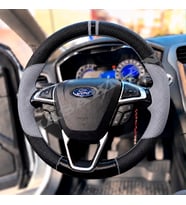 Ford Galaxy Mk4 Dikme Direksiyon Kılıfı Delikli Deri Parlak Siyah Gri Detay Çift Yüzük ve Dikiş 2015-2023