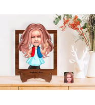 BK Gift Kişiye Özel Kız Çocuk Karikatürlü Ahşap Standlı 3D Biblo-17 (Beyaz)