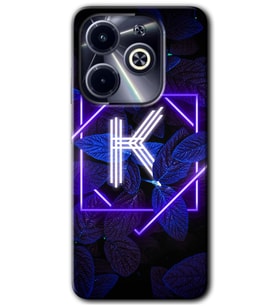 İnfinix Hot 40i Kılıf HD Desen Baskılı Kılıf - Dark Neon Yaprak K Harfi