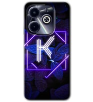 İnfinix Hot 40i Kılıf HD Desen Baskılı Kılıf - Dark Neon Yaprak K Harfi