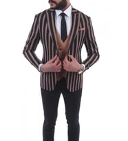 kombinli slimfit  Yelekli Takım Elbise (Siyah)