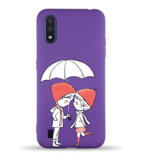 Samsung Galaxy M01 Uyumlu Lansman Kılıf Aşk Tasarımlı İçi Kadife Kapak-Lacivert (Şeffaf)