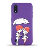 Samsung Galaxy M01 Uyumlu Lansman Kılıf Aşk Tasarımlı İçi Kadife Kapak-Lacivert (Şeffaf)