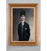 EV İŞYERİ OFİS İÇİN ALTIN ÇERÇEVELİ PASPARTULU ATATÜRK TABLO S592