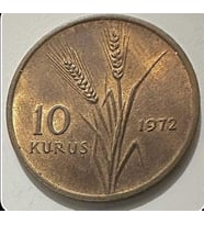 1972 yılı koleksiyon 10 kuruş madeni para