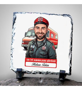 Kişiye Özel Hediye Karikatürlü En İyi Erkek Ambulans Şoförü Dekoratif Taş