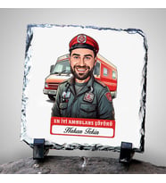 Kişiye Özel Hediye Karikatürlü En İyi Erkek Ambulans Şoförü Dekoratif Taş