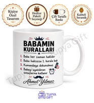 Babamın Kuralları Yazılı Komik Kupa Bardak Babalar Günü Hediyesi