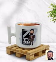 BK Gift Kişiye Özel Erkek Big Boss Karikatürlü T Kulplu Beyaz Middle Kupa Bardak-1