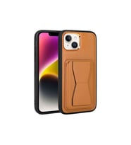 Apple iPhone 14 Uyumlu Kılıf Kartlıklı Standlı Pu Deri Zore Memo Kapak (Açık Kahve)