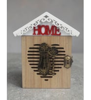 Ahşap Ev Tasarımlı Home Sweet Home Anahtar Askısı Kilit Detaylı Duvar Organizer 28 cm Duvar Süsü