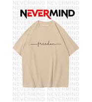 Erkek Oversize “Freedom” Baskılı Erkek Tişört – Yazlık Rahat Pamuklu Tshirt (Bej)