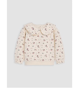 LCW baby Ekru Bebe Yaka Çiçekli Kız Bebek Sweatshirt