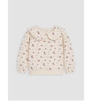 LCW baby Ekru Bebe Yaka Çiçekli Kız Bebek Sweatshirt