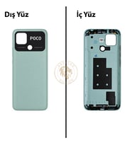 Poco C40 Yeşil Arka Pil Kapağı Batarya Kapağı Lazer Kesim Back Cover