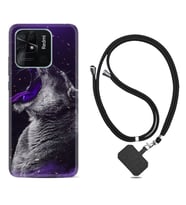 Xiaomi Poco X3 Pro M4 Pro X4 Pro C40 10C Kılıf Boyun Askılı Silikon Purple Leopar 1750