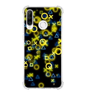PrintiFy Huawei P30 Lite Uyumlu Köşe Korumalı Semboller Tasarımlı Şeffaf Silikon Kılıf