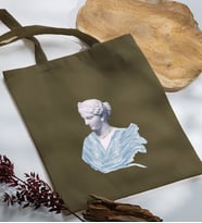 BK Gift Modern Art Tasarımlı Haki Kumaş Bez Çanta, Baskılı Omuz Çantası, Alışveriş Çantası, Arkadaşa Hediye-1