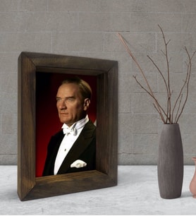 BK Gift Atatürk Tasarımlı Dekoratif Doğal Masif Ahşap Çerçeve 15x20cm-12 (Beyaz)