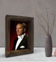 BK Gift Atatürk Tasarımlı Dekoratif Doğal Masif Ahşap Çerçeve 15x20cm-12 (Beyaz)