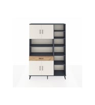 Arges Dolap 10 Raflı Tek Çekmeceli 4 Kapaklı 132x30x195 Antrasit-Aytaşı/Çam