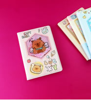 Capybara Tasarımlı Sulu Kapaklı Defter (Pembe)
