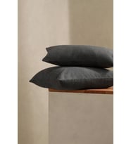 Pamuk Penye Fermuarlı Yastık Kılıfı 2'li Paket Antrasit 50x70 cm