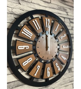Kişiye Özel Halatlı Dekoratif Ahşap Duvar Saati 50 cm