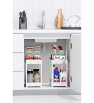 2 Adet Beyaz 2 Katlı Düzenleyici Mutfak ve Banyo Rafı