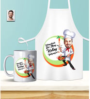 Kişiye Özel En İyi Chef- Aşçı Karikatürlü Mutfak Önlüğü & Kupa Seti