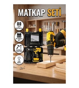 12V Akülü Matkap Seti – 24 Parça, Çift Bataryalı, 2 Vitesli ve LED Aydınlatmalı