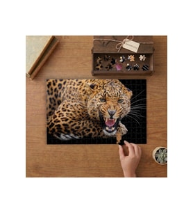 Kükreyen Leopar - Vahşi Hayvan Tasarımı 240 parça Ahşap Puzzle Ahşap Kutuda MP01289