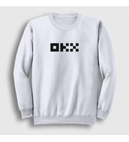 Presmono Unisex Beyaz Logo Okx Bitcoin Blockchain Sweatshirt 432102tt (Beyaz)