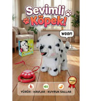 Yürüyen Havlayan Kuyruk Sallayan Tasmalı Peluş Köpek - Sesli ve Hareketli Oyuncak Köpek