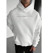 İmza Baskılı Oversize Sweatshirt (A.Beyaz)