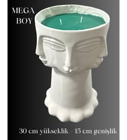 Fu Glowis Büyük Boy Yüz Formlu Dekoratif Heykel Biblo Objede Kokulu Mum Hediyelik Ev Dekoru Koleksiyon  Özel Seri