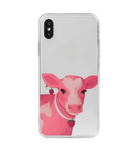 Iphone X ve XS Uyumlu Sevimli İnek Tasarımlı Şeffaf Telefon Kılıfı