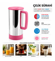 PEMBE - PASLANMAZ ÇELİK SICAK - SOĞUK ÇELİK SÜRAHİ (5343)