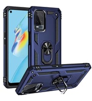 Oppo A54 4G Kılıf Metal For Car Yüzüklü Standlı Military Ring Serisi (Lacivert)