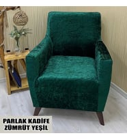 PARLAK KADİFE KUMAŞ TEKLİ KOLTUK & BERJER KOLTUK KILIFI ZÜMRÜT (Zümrüt Yeşili)