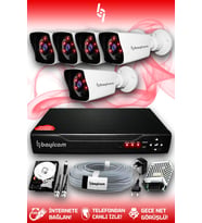 BAYICAM 5 Kameralı Kare 5 Dış Kamera Set 320 GB HDD Full HD Gece Görüşlü Güvenlik Kamerası Sistemi