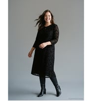 LCW Grace Siyah Çiçekli Midi Elbise