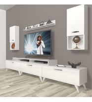 Decoraktiv Ekoflex 270DA Slm Retro Tv Ünitesi Tv Sehpası - Parlak Beyaz