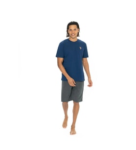 U.S. Polo Assn. Erkek Yuvarlak Yaka Düz Pijama Şort Takım (Lacivert)