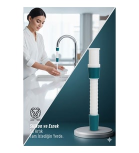 Silikon Esnek Musluk Uzatıcı - 14.5 cm Lavabo ve Mutfak Batarya Başlığı