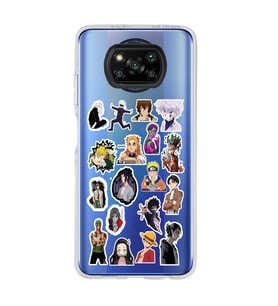 Poco X3 PRO / X3 NFC Uyumlu Anime Sticker Tasarımlı Şeffaf Telefon Kılıfı