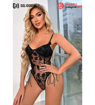 Gd Goldoremi Premium Kadın Korse Detaylı Transparan Detaylı Çiçekli Fantazi Babydoll